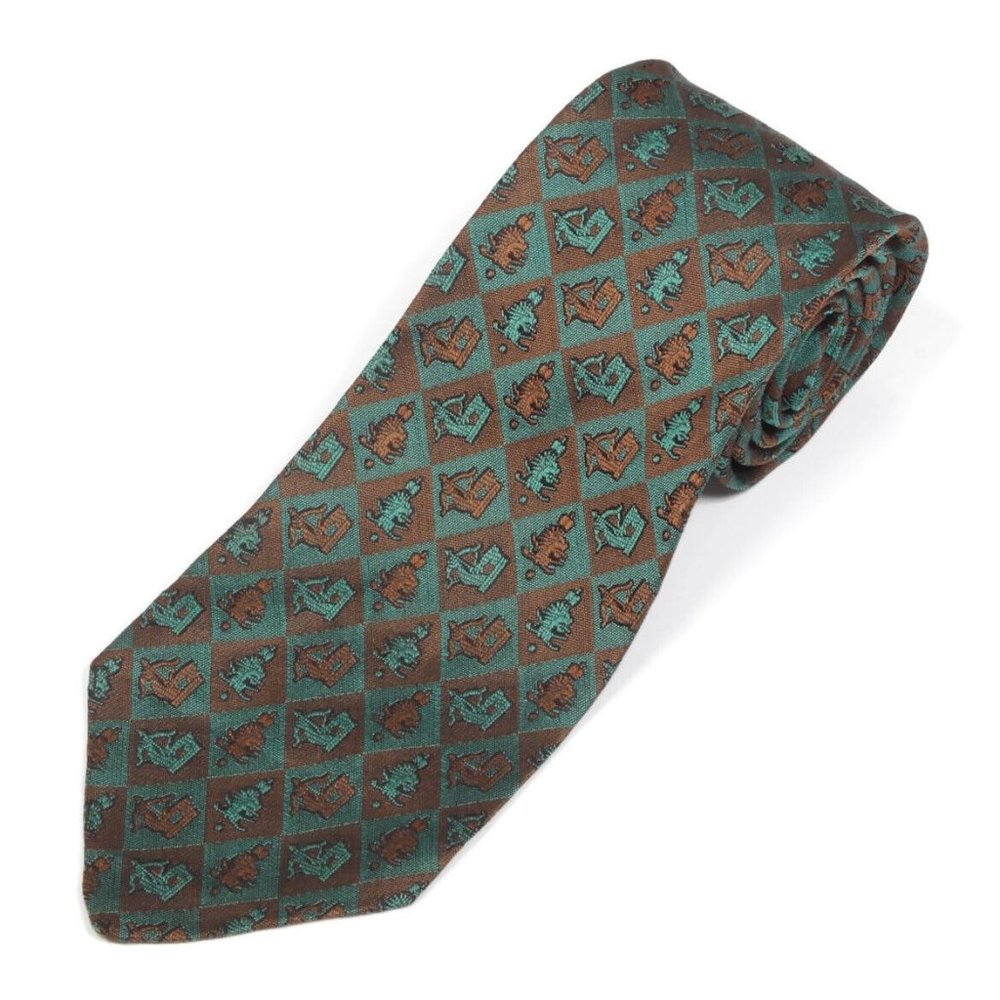 Vintage Diamond Medieval Lion Royalty Archery Thrones Skinny Men's Silk Neck Tie
